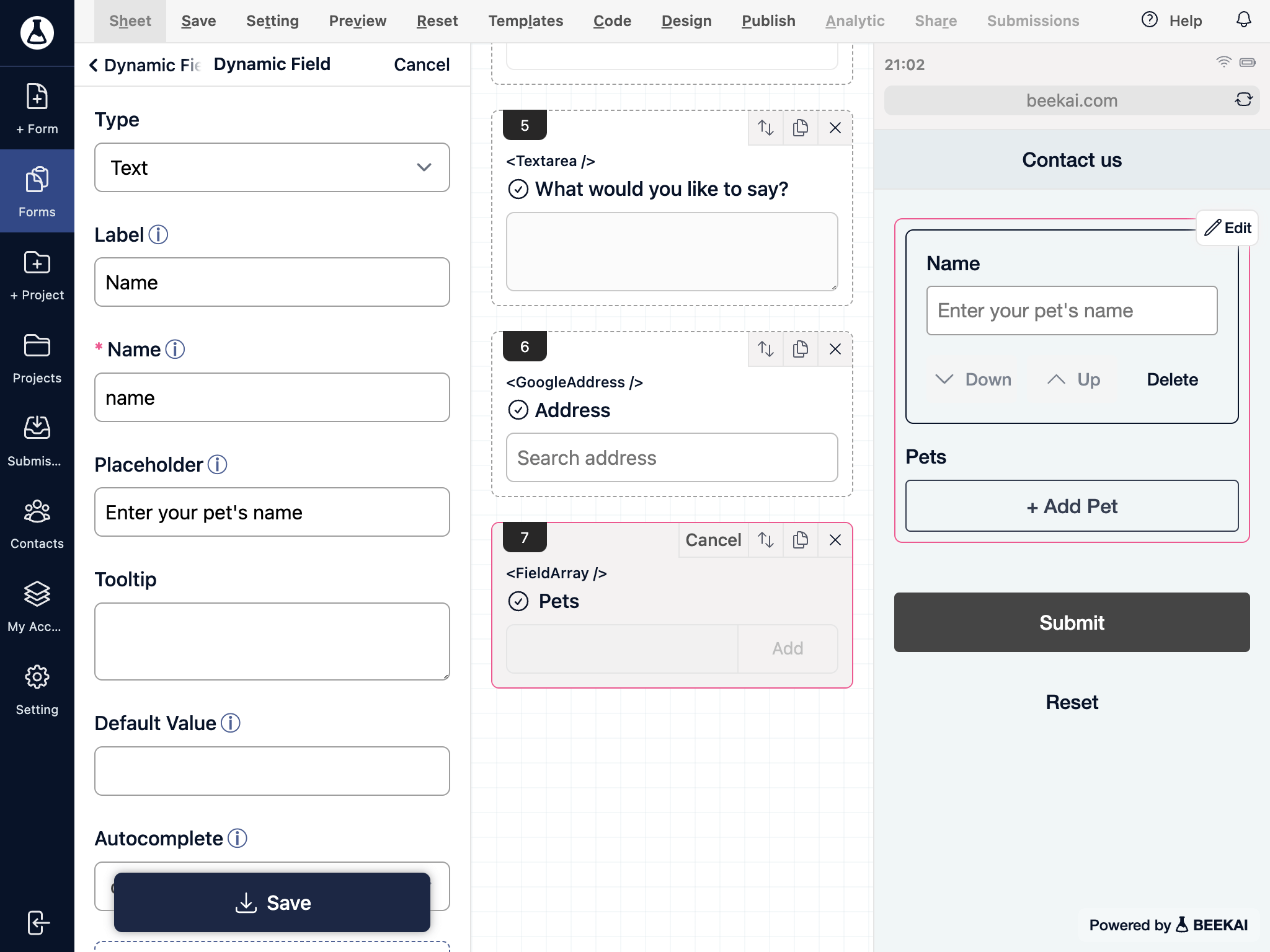 Edit dynamic field