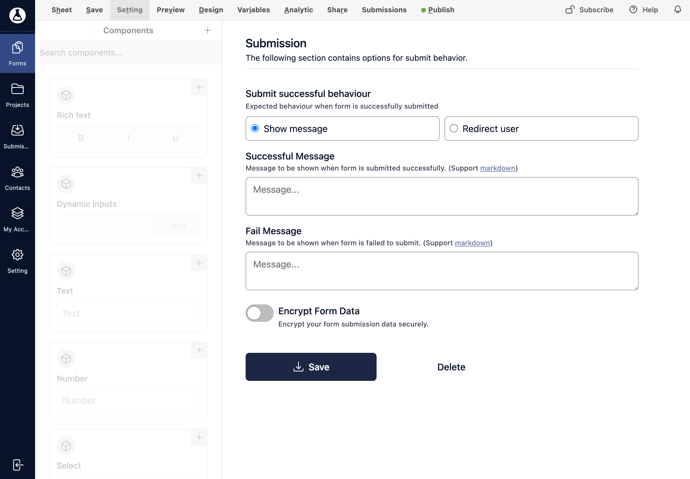 Form submission encryption