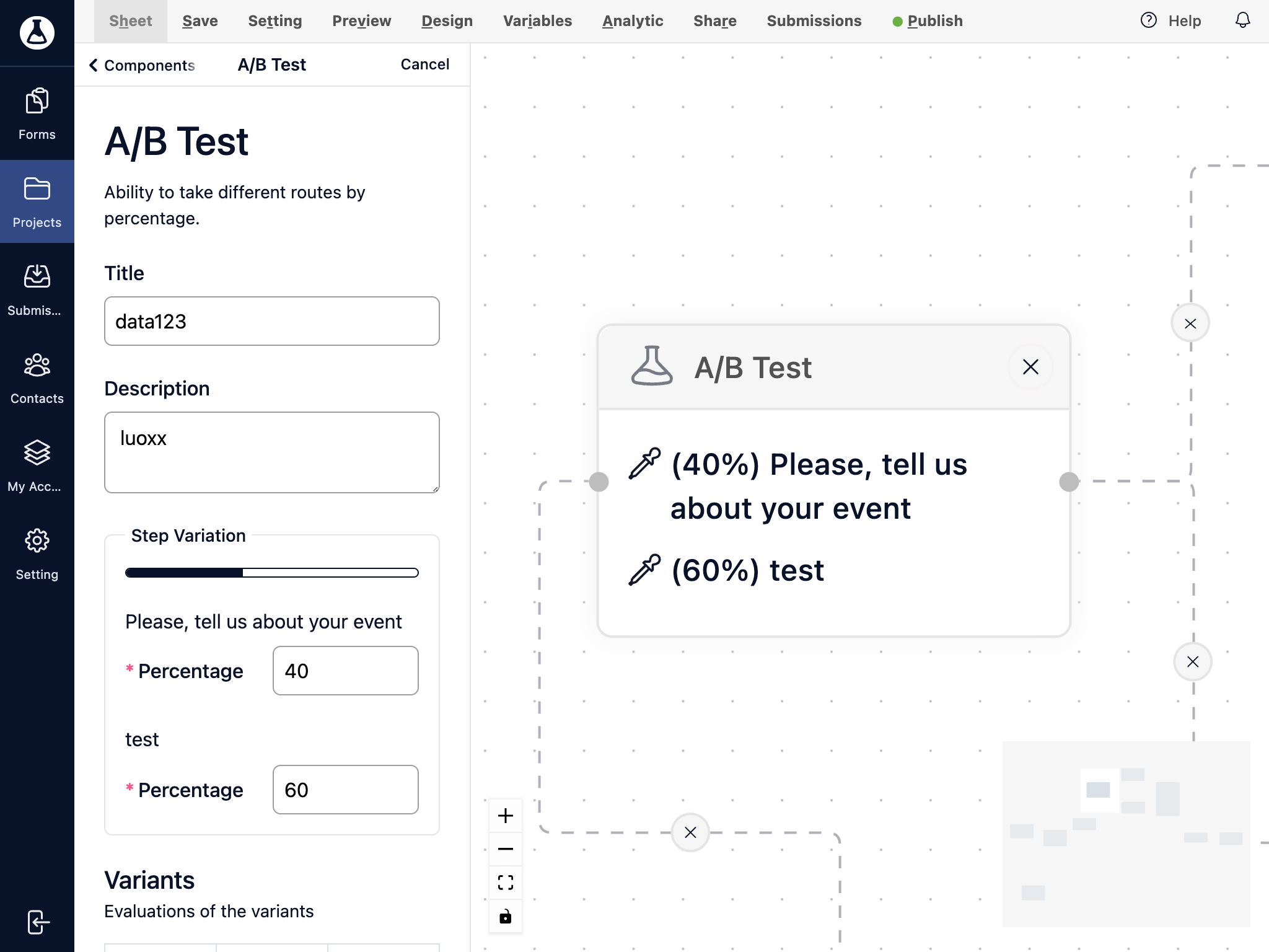 AB Test Node configure